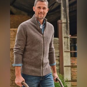 WoolOvers Men's Woolmark Lincoln Zipper Cardigan Sz S